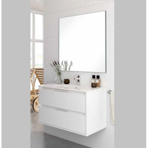 Aquareforma | Mueble de Baño con Tapa y Espejo Sin Lavabo | Mueble Baño  Modelo Brisol 2 Cajones Suspendido | Muebles de Baño | Juegos de Baño