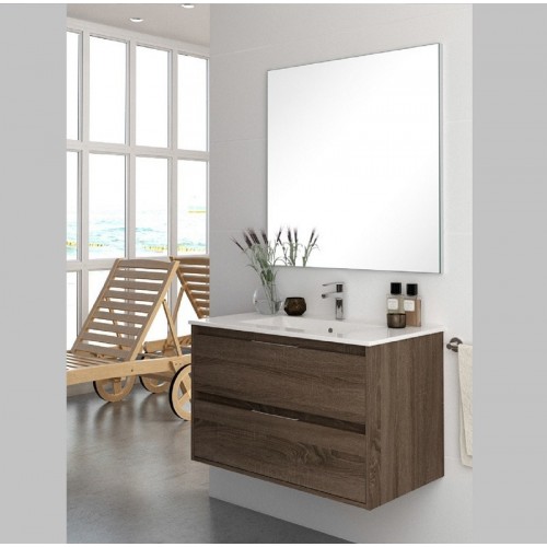 Aquareforma | Mueble de Baño con Tapa y Espejo Sin Lavabo | Mueble Baño  Modelo Brisol 2 Cajones Suspendido | Muebles de Baño | Juegos de Baño