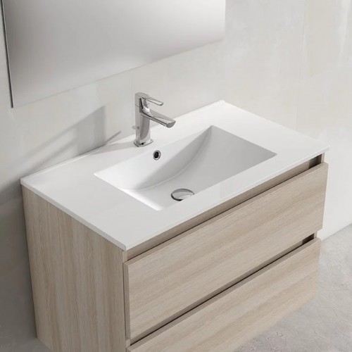Aquareforma Mueble de Baño con Lavabo y Espejo | Mueble Baño Modelo Lover 2  Cajones Suspendido | Muebles de Baño | Diferentes Acabados Color | Varias